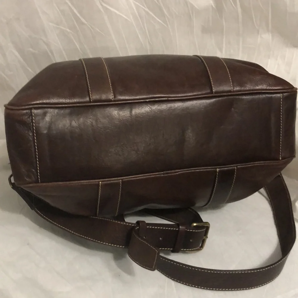 Cole Haan Brown Leather Duffel Briefcase Shoulder Bag